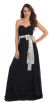 Strapless Bow Accent Long Formal Bridesmaid Dress in Black